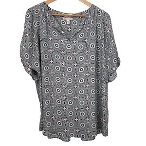 Dress Barn Women's Plus Size Career Dressy Top Blouse Navy/Pink Size 2X